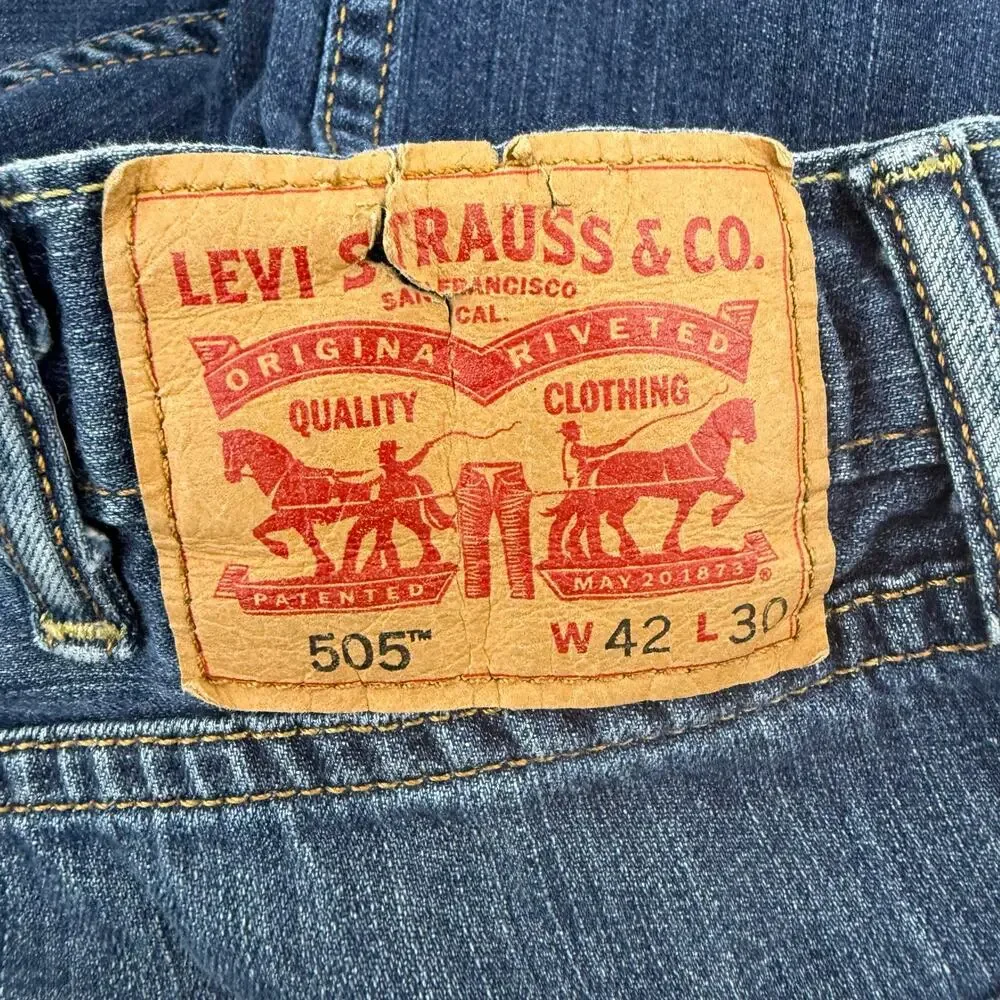 Levi's 505 Regular Fit Jeans Men's 42x30 Blue Denim Straight Leg